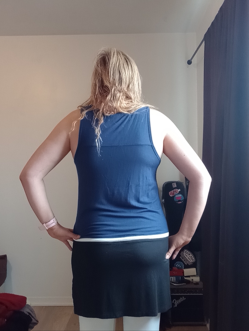 Lole Navy Two-Tone Midi Dress with Drawstring - Picture 3 of 7